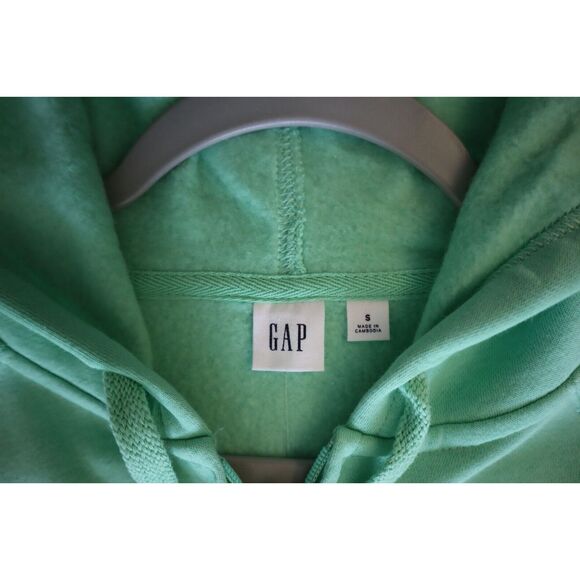 GAP 870256-16 Women's Sz S Bright Aloe Global Green Logo Full Zip Fleece Hoodie - Picture 3 of 7